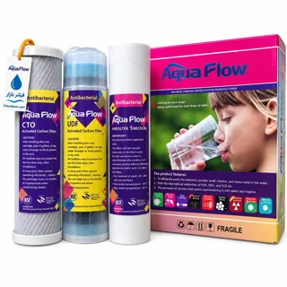 پک فیلتر سه مرحله‌ای دستگاه تصفیه آب آکوا فلو مدل Aqua Flow Antibacterial